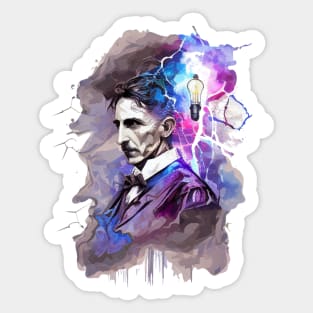 NIKOLA TESLA WATER COLOR PORTRAIT Sticker